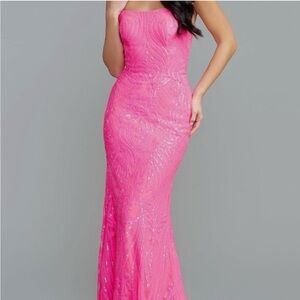 Pink sequin prom dress